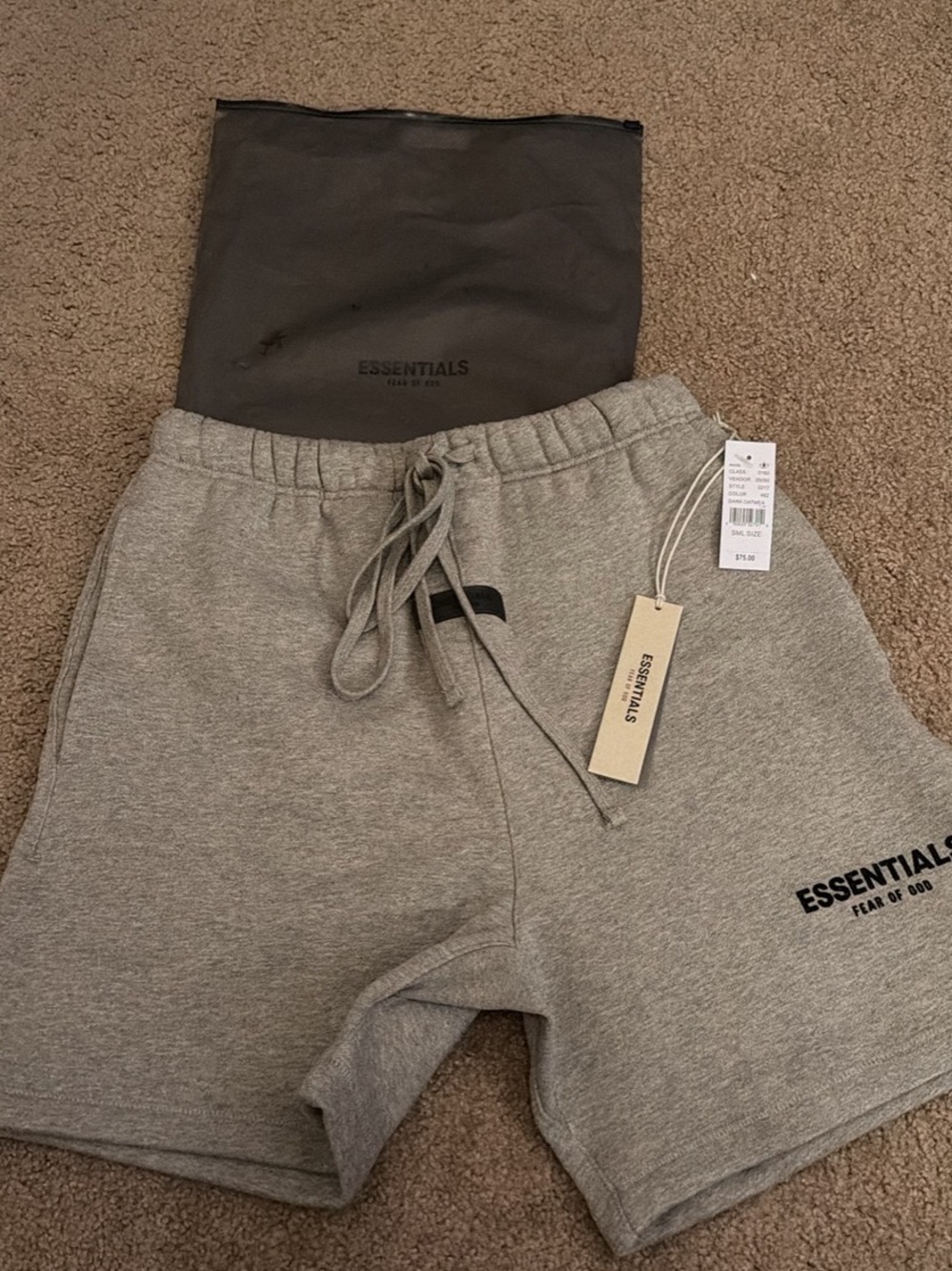Essentials Men’s Heather Grey Drawstring Shorts